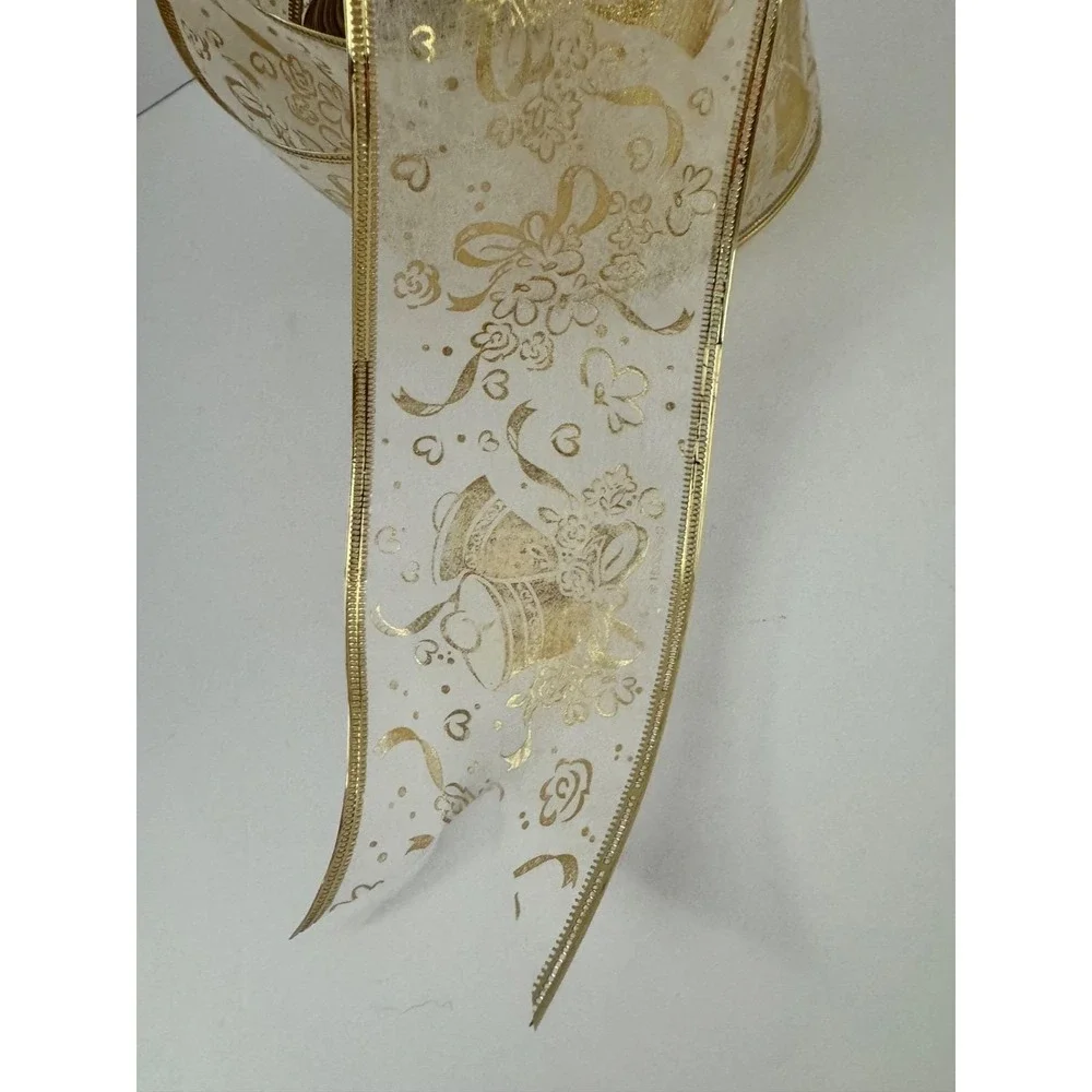 Gold Sheer  - Wired Edge Ribbon - 2.5